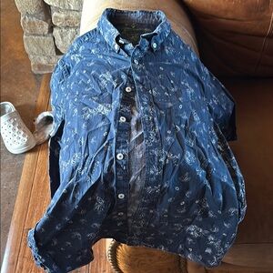 Men's Blue Button-Up Shirt American Eagle slim fit